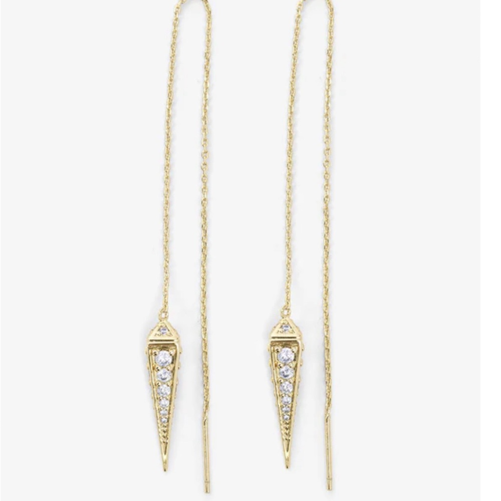 Melinda Maria Gabrielle Pave’ Threader Earrings - Gold